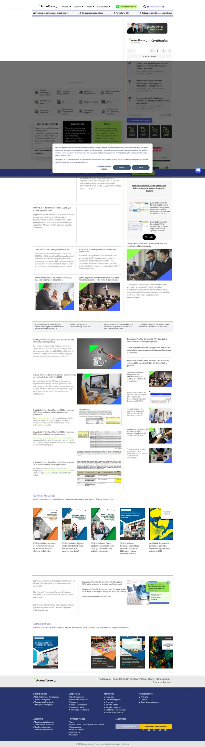 Actualícese — SaaS website design screenshot