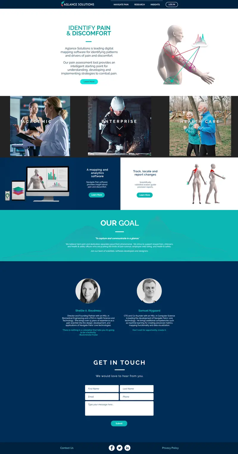 Digital Pain Drawing | Aglance Solutions — SaaS/Software Product website design screenshot