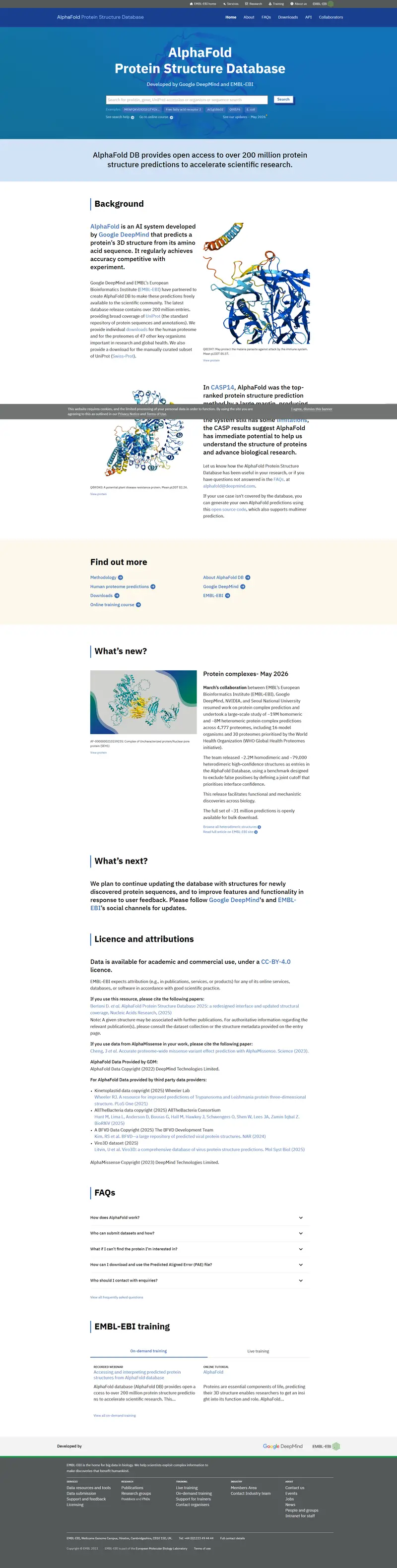 AlphaFold Protein Structure Database — SaaS website design screenshot