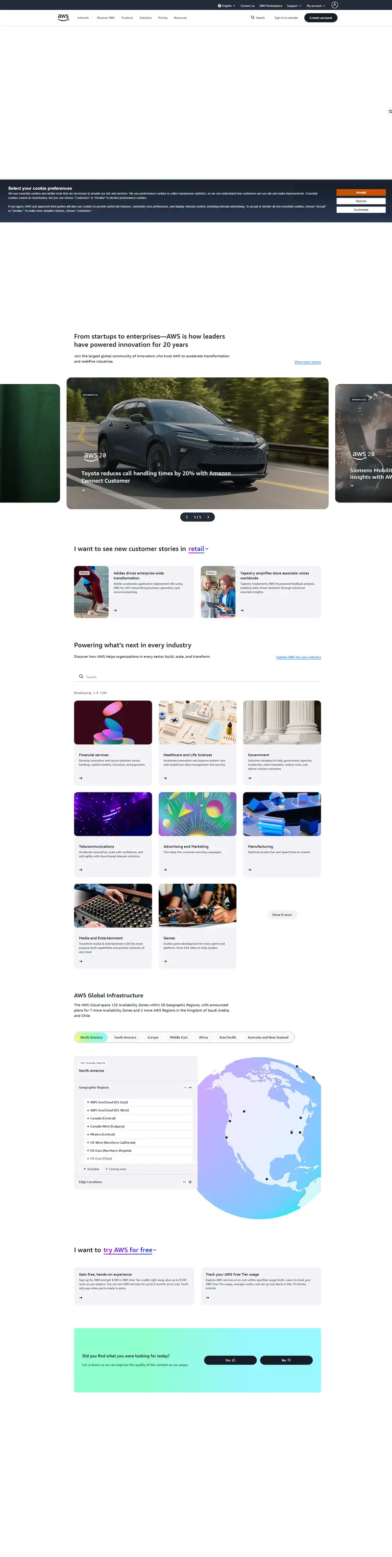 Cloud Computing Services - Amazon Web Services (AWS) — SaaS website design screenshot