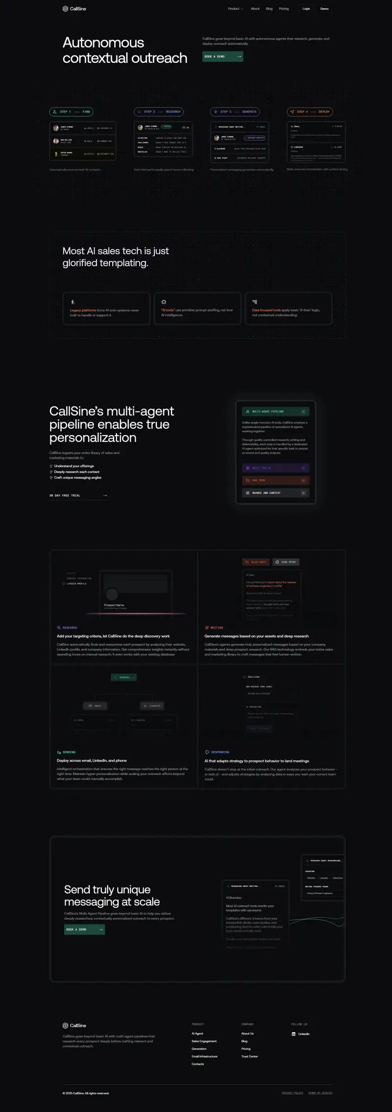 CallSine — SaaS website design screenshot