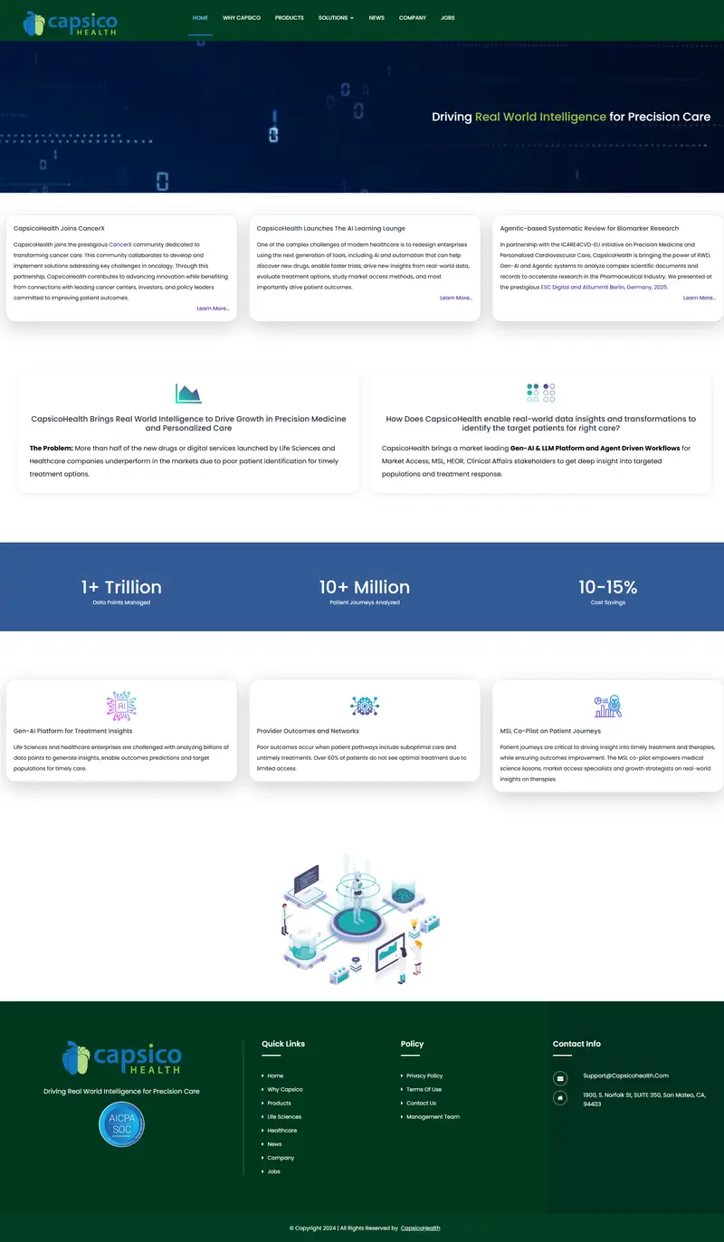CapsicoHealth — SaaS/Software Product website design screenshot