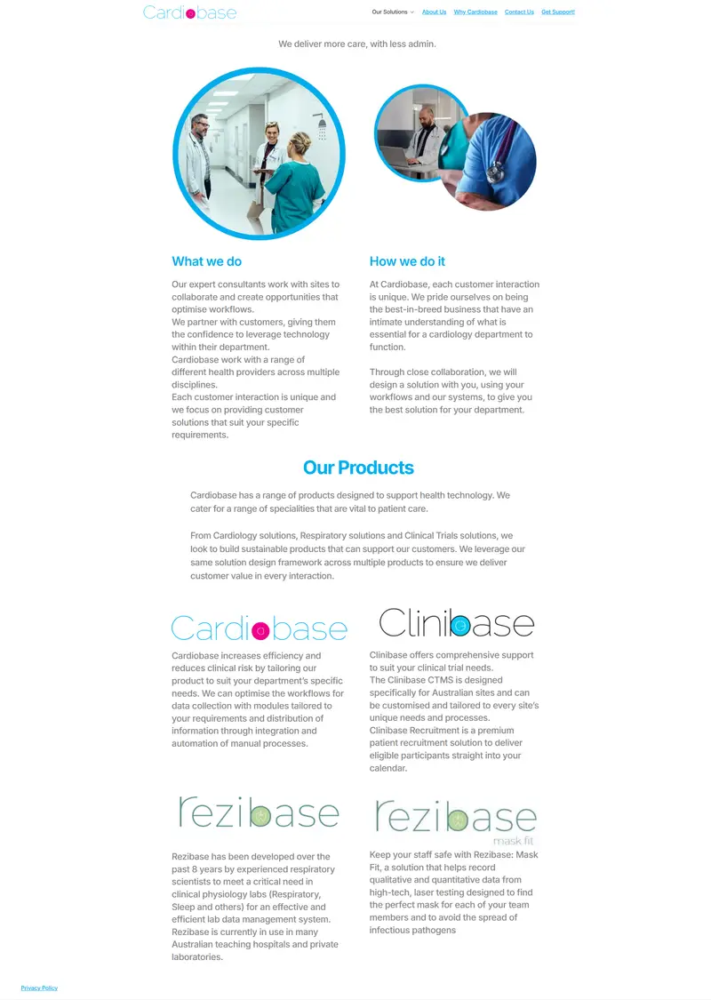 Cardiobase website screenshot