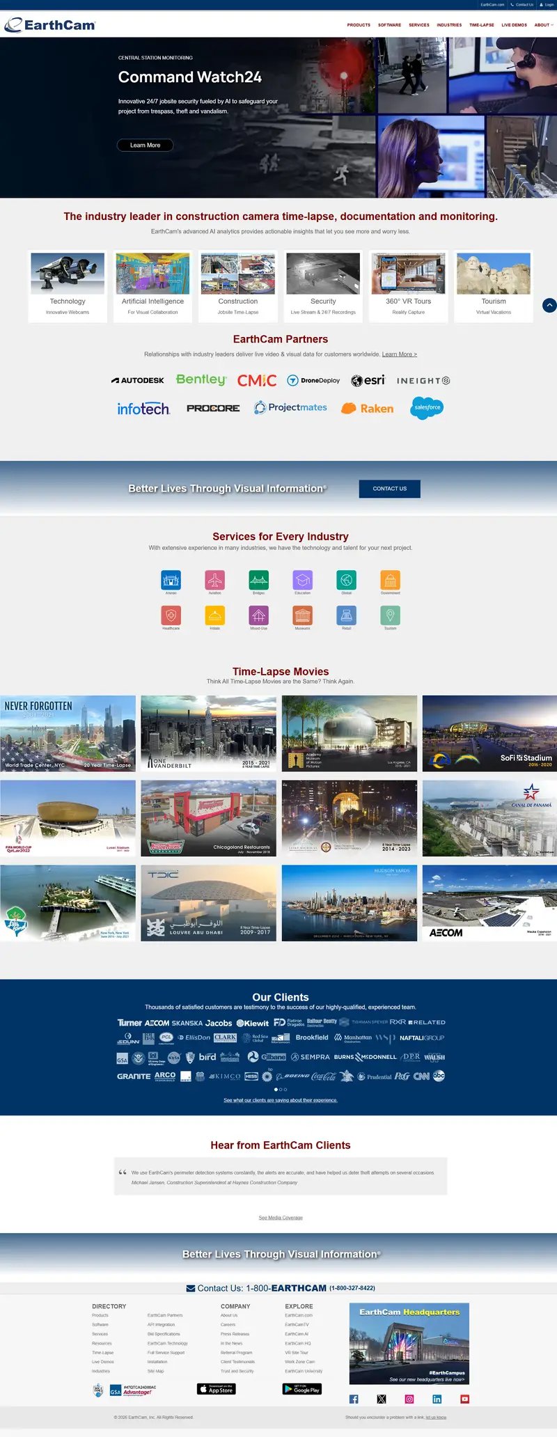 Construction, Time-Lapse and Security Camera Solutions — SaaS website design screenshot