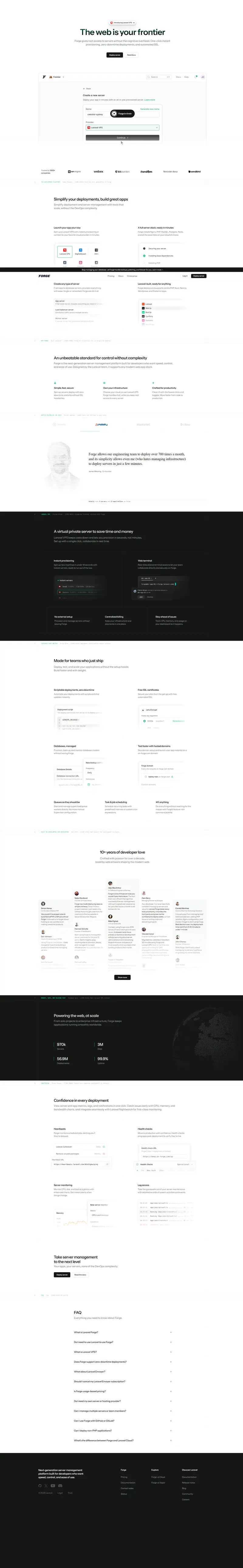 Forge · Simple server management for PHP and beyond — SaaS website design screenshot