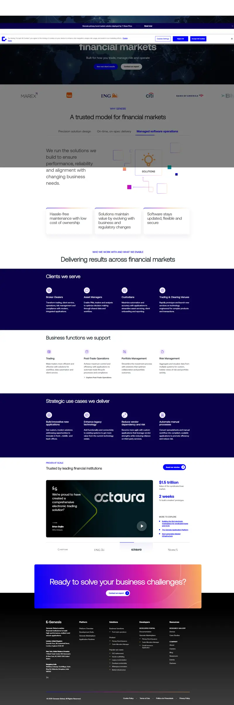 The Genesis Application Platform | Genesis Global — SaaS website design screenshot