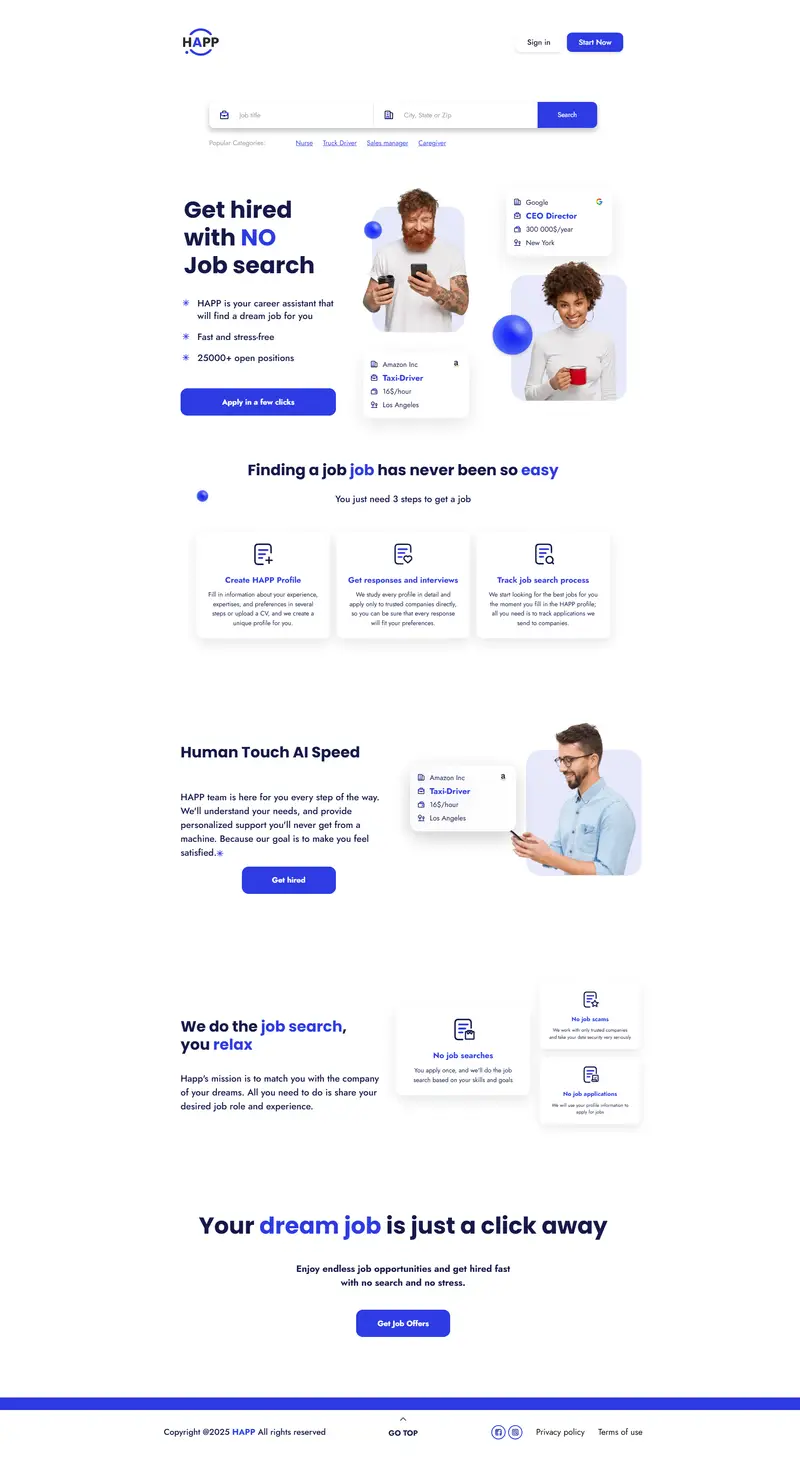 HAPP — SaaS/Software Product website design screenshot