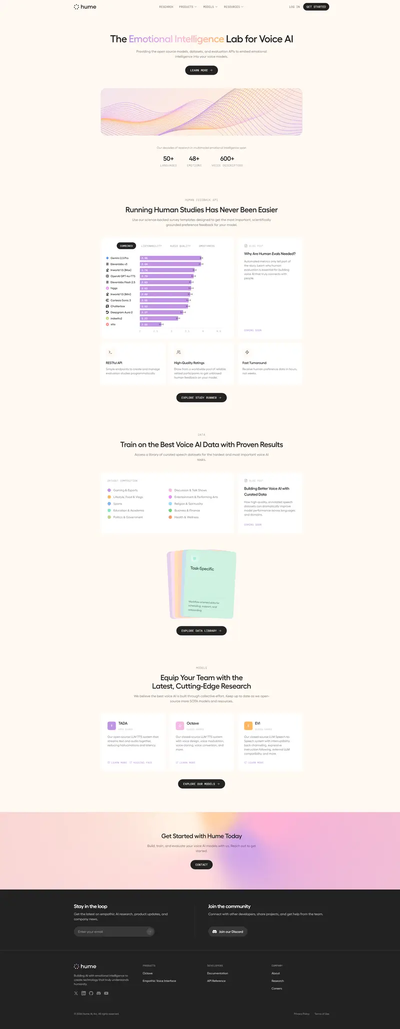 Hume AI - The Empathic AI Research Lab | Hume AI — SaaS website design screenshot