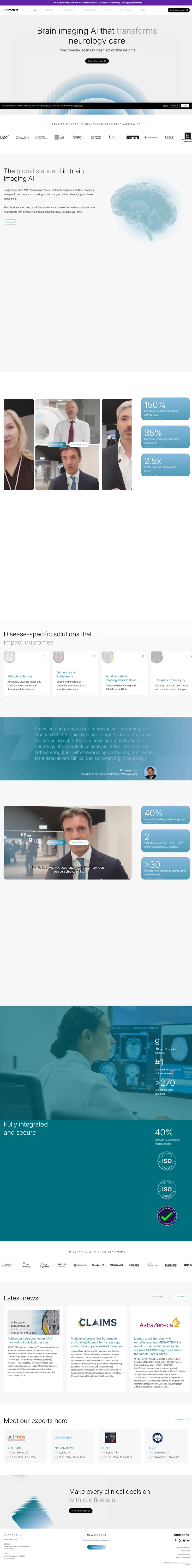 icometrix | Brain Imaging AI That Transforms Neurology Care — SaaS website design screenshot