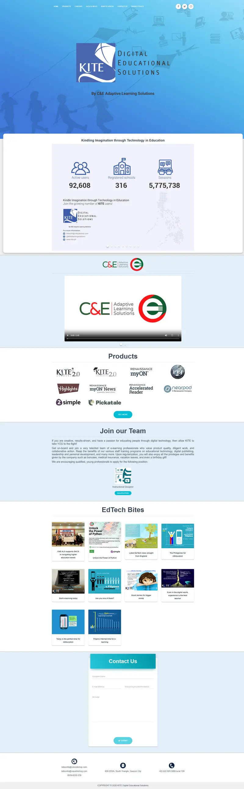 KITE Digital Educational Solutions — SaaS/Software Product website design screenshot
