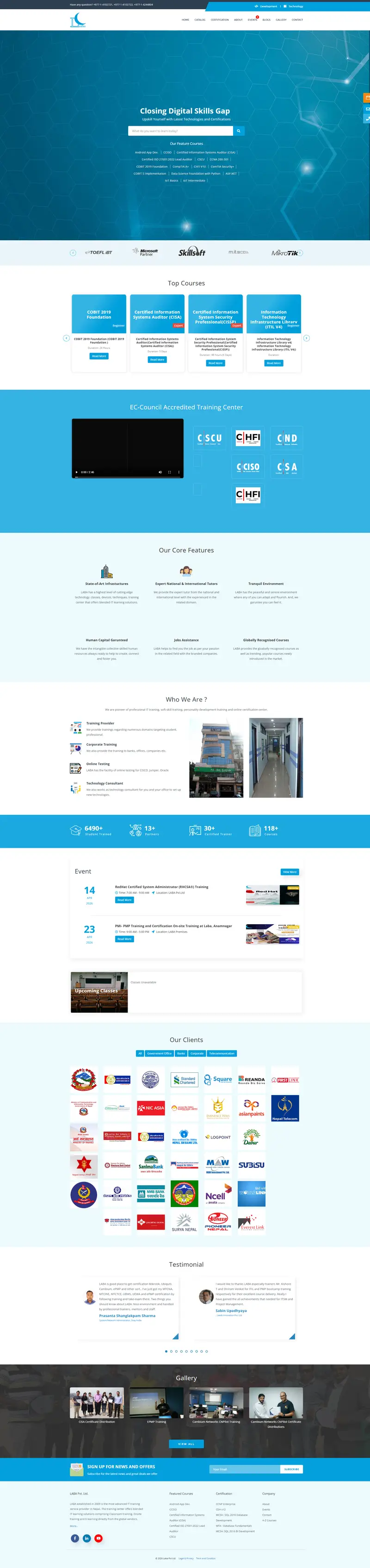 Laba Pvt. Ltd. IT Training Center, Technology & Services, Software Development — Internet Business website design screenshot