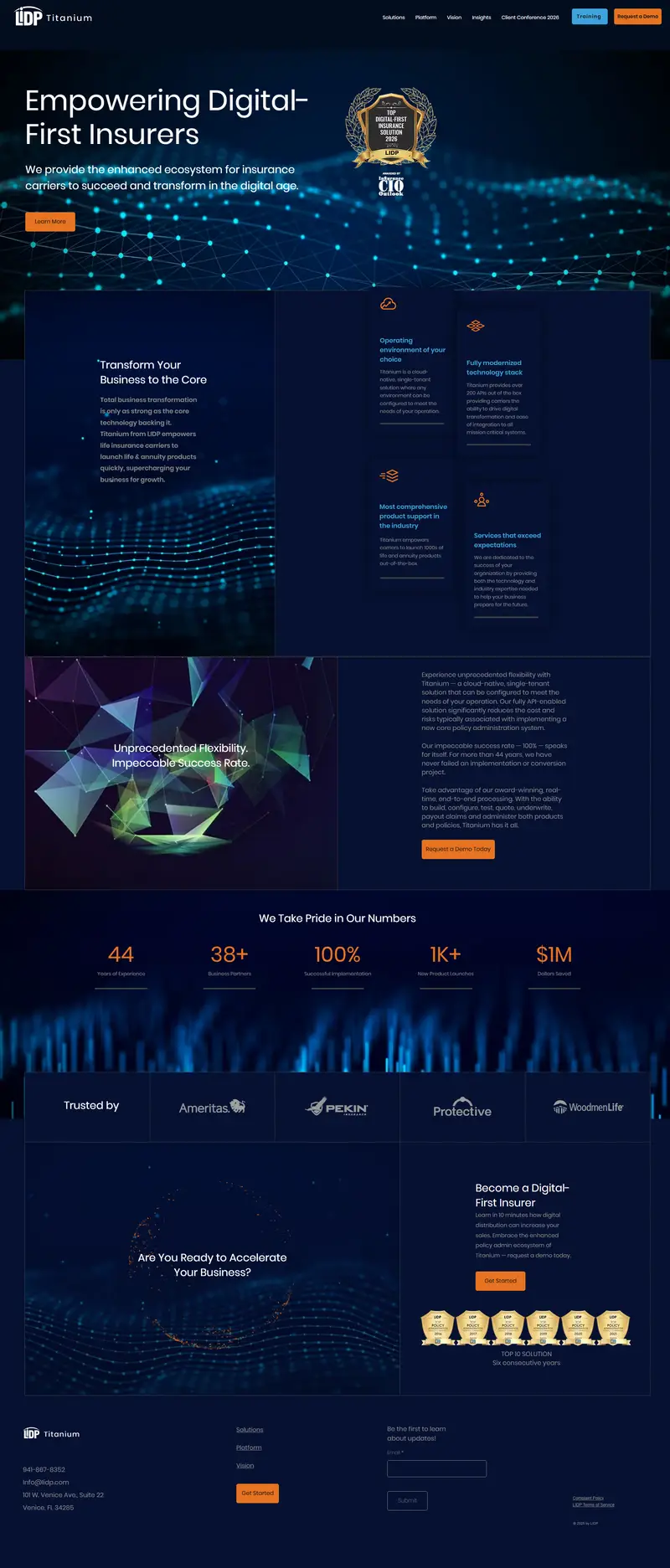 Life Insurance Policy Admin | LIDP — SaaS website design screenshot
