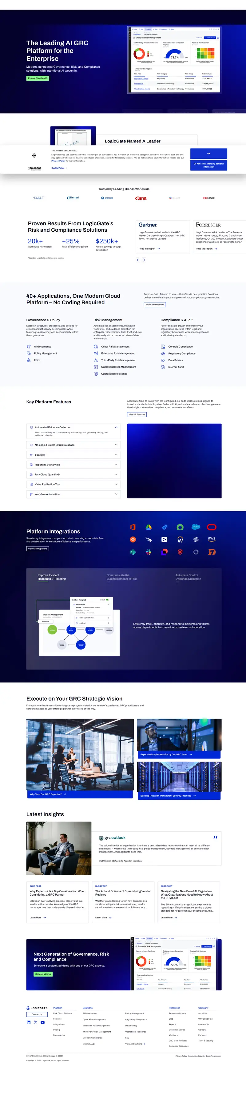 Governance, Risk, & Compliance Management Software — SaaS website design screenshot