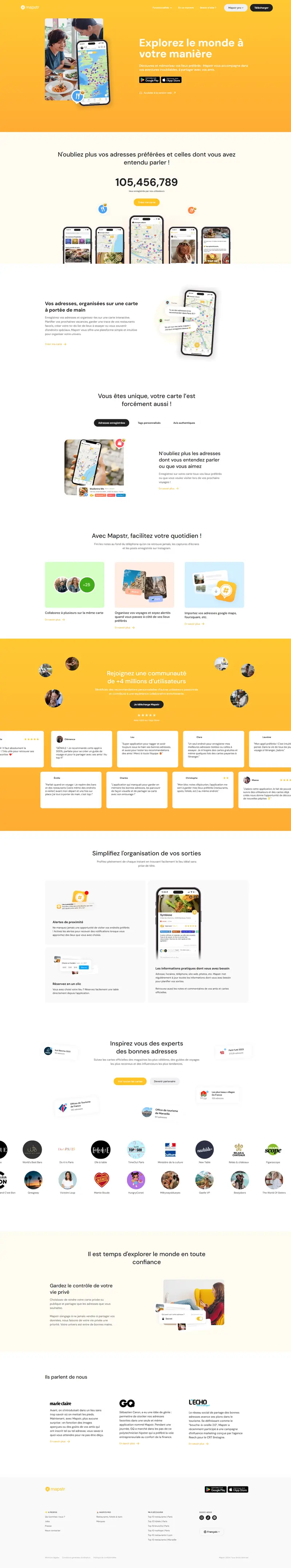 Organisez et enregistrez vos adresses avec Mapstr website screenshot