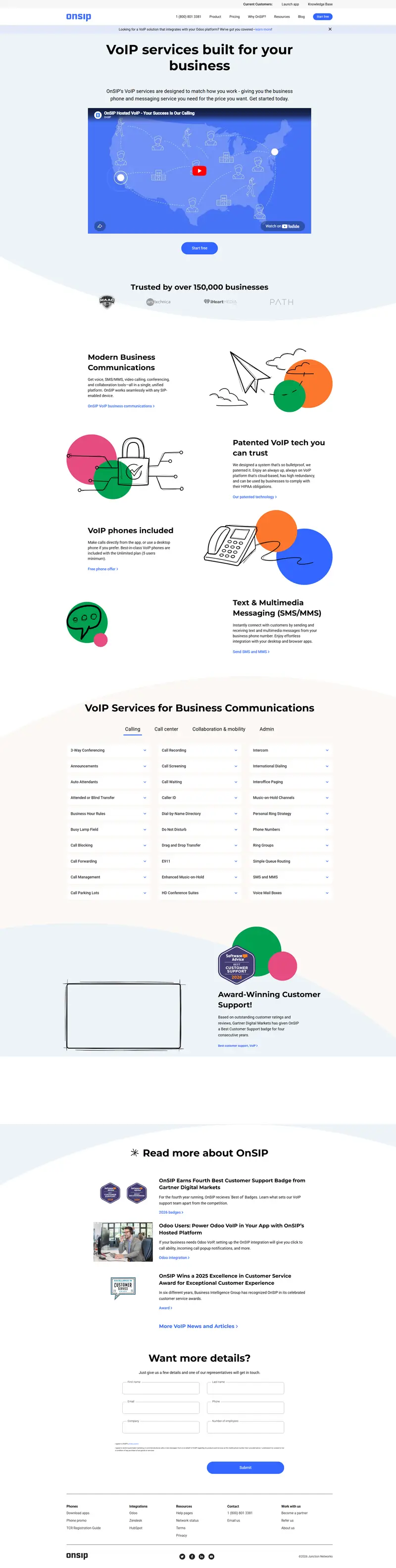 OnSIP Business VoIP Services Provider | Cloud PBX & VoIP Solutions — SaaS/Software Product website design screenshot