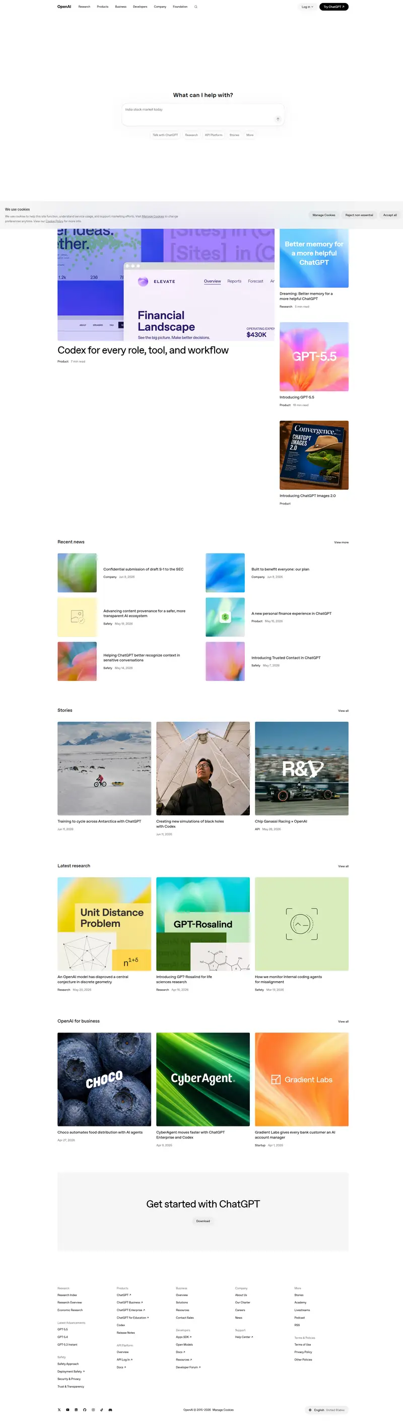 OpenAI | Research & Deployment — SaaS website design screenshot