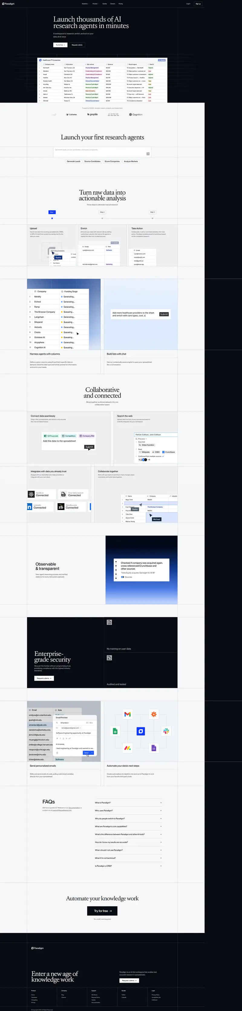 Paradigm — SaaS website design screenshot