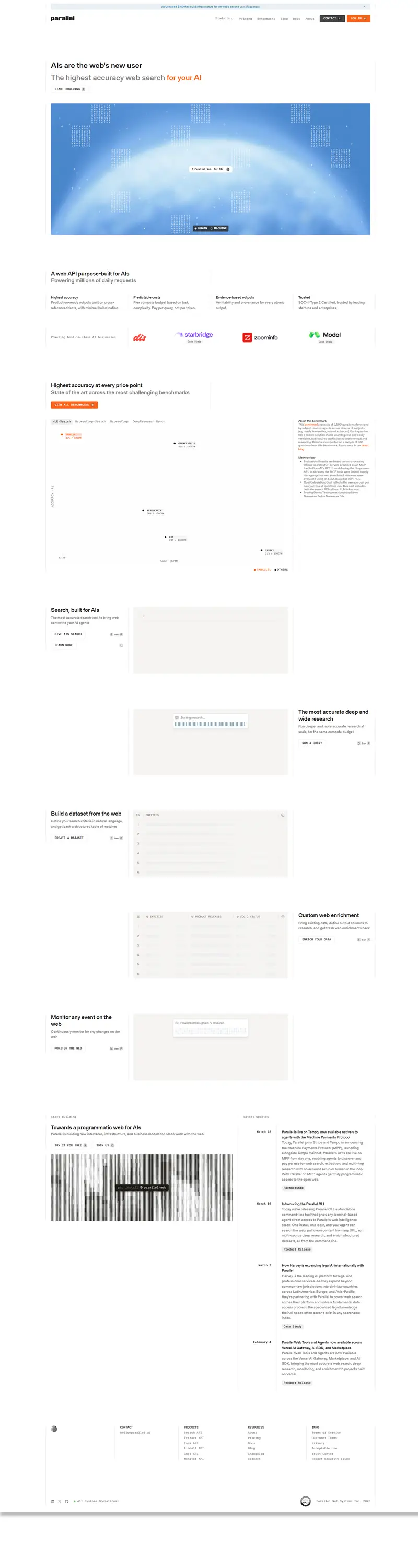 Parallel Web Systems | Infrastructure for intelligence on the web — SaaS website design screenshot