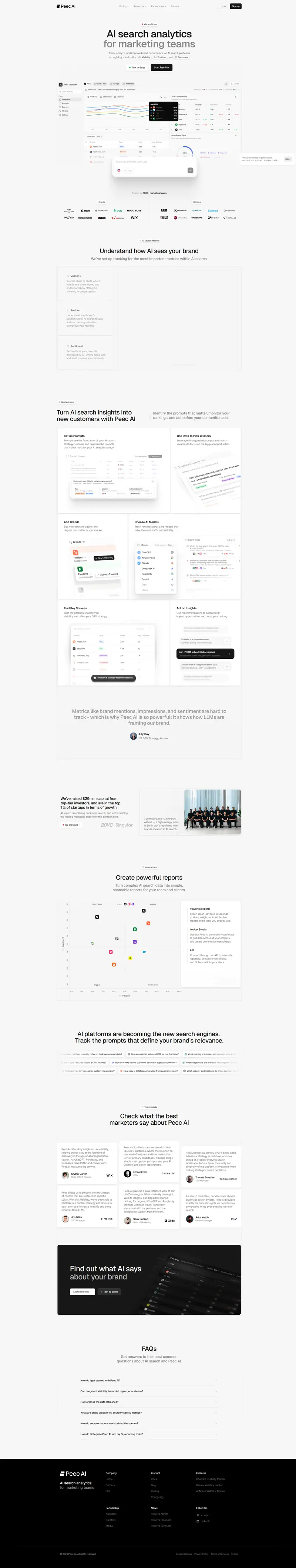 Peec AI - AI Search Analytics for Marketing Teams — SaaS website design screenshot
