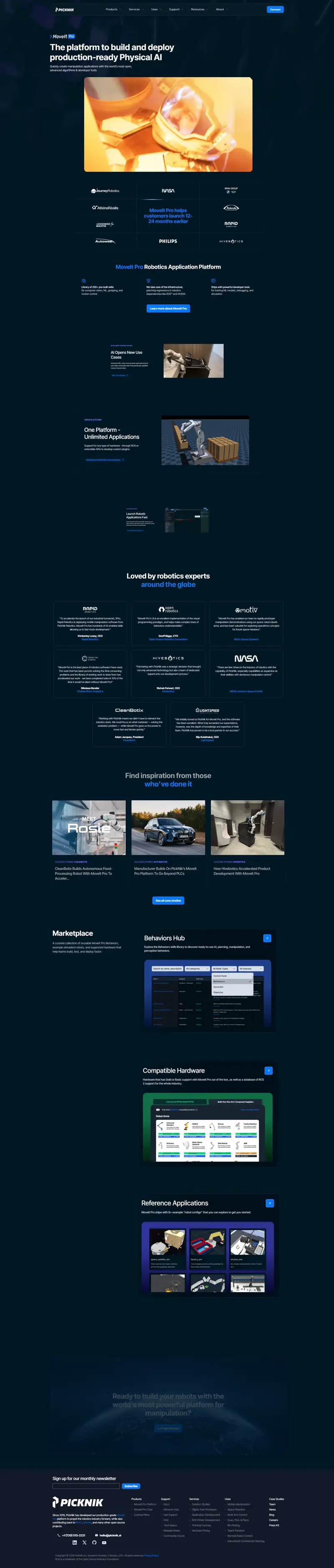 Robotics Solutions Company | Robotics Software | PickNik — SaaS/Software Product website design screenshot