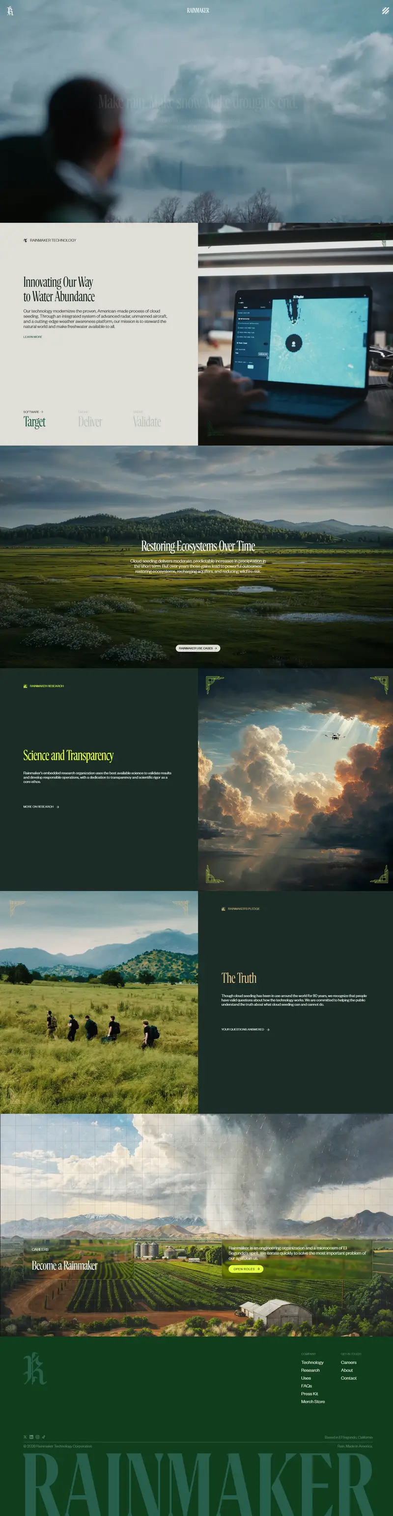 Rainmaker | Leading Cloud Seeding Technology Company in the U.S. — SaaS website design screenshot