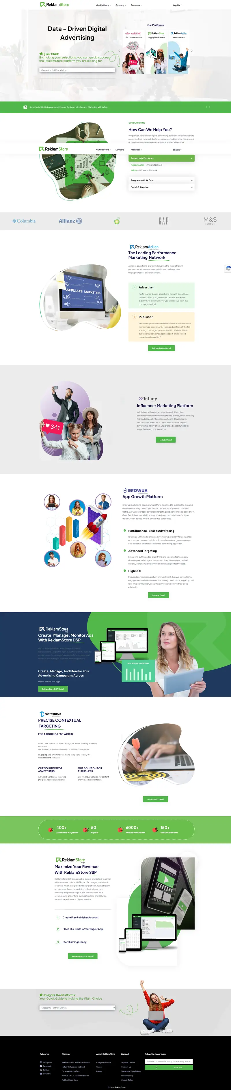 Data - Driven Digital Advertising | ReklamStore — SaaS website design screenshot