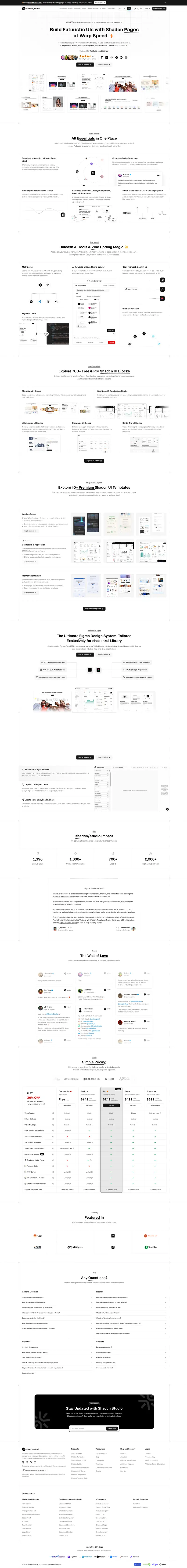 Shadcn Studio - Shadcn UI Components, Blocks & Templates — SaaS website design screenshot