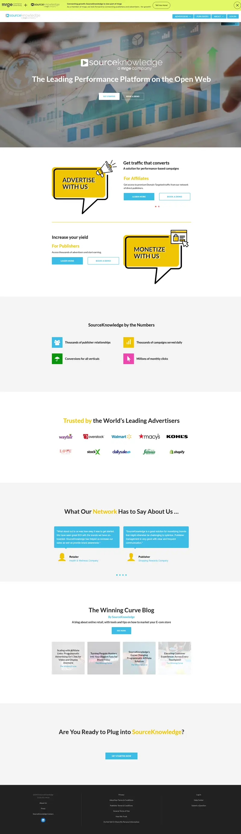 SourceKnowledge | The Leading Performance Platform on the Open Web — SaaS/Software Product website design screenshot