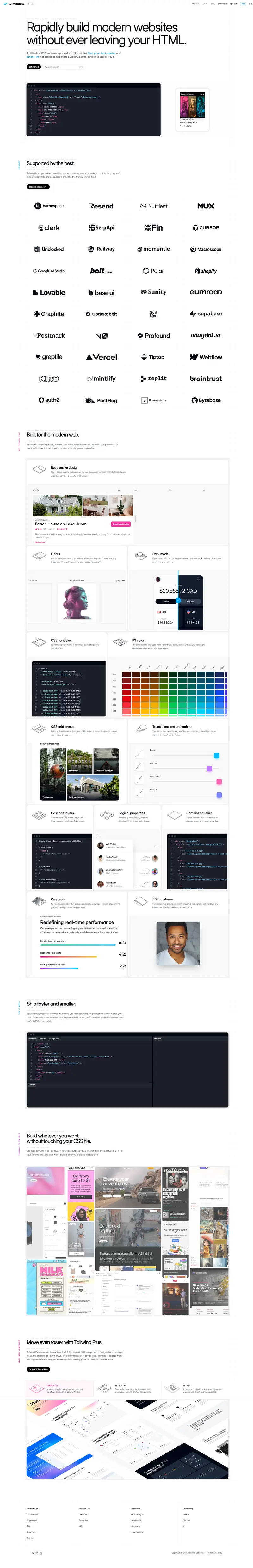 Tailwind CSS - Rapidly build modern websites without ever leaving your HTML. — SaaS website design screenshot