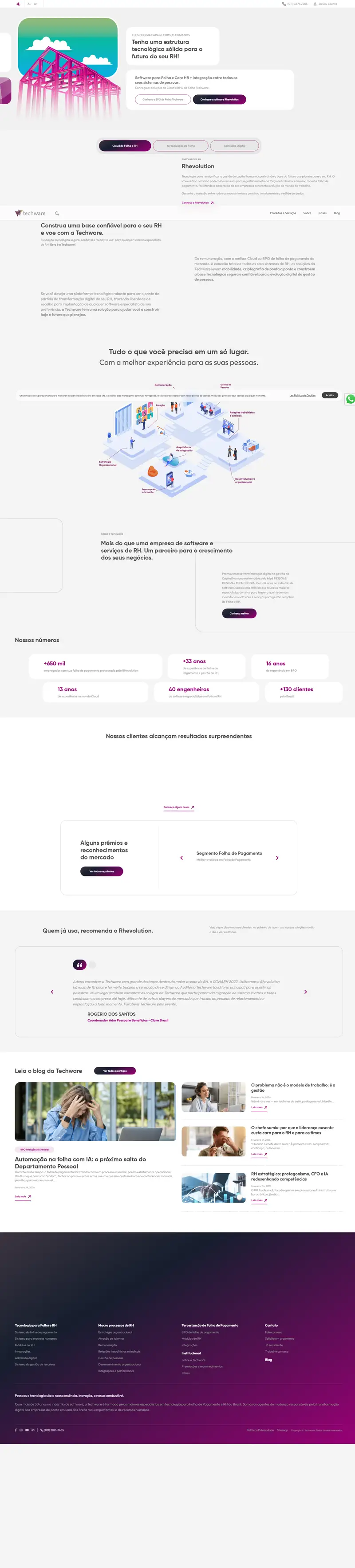 Home - Techware - Sistema de Folha de Pagamento — SaaS website design screenshot