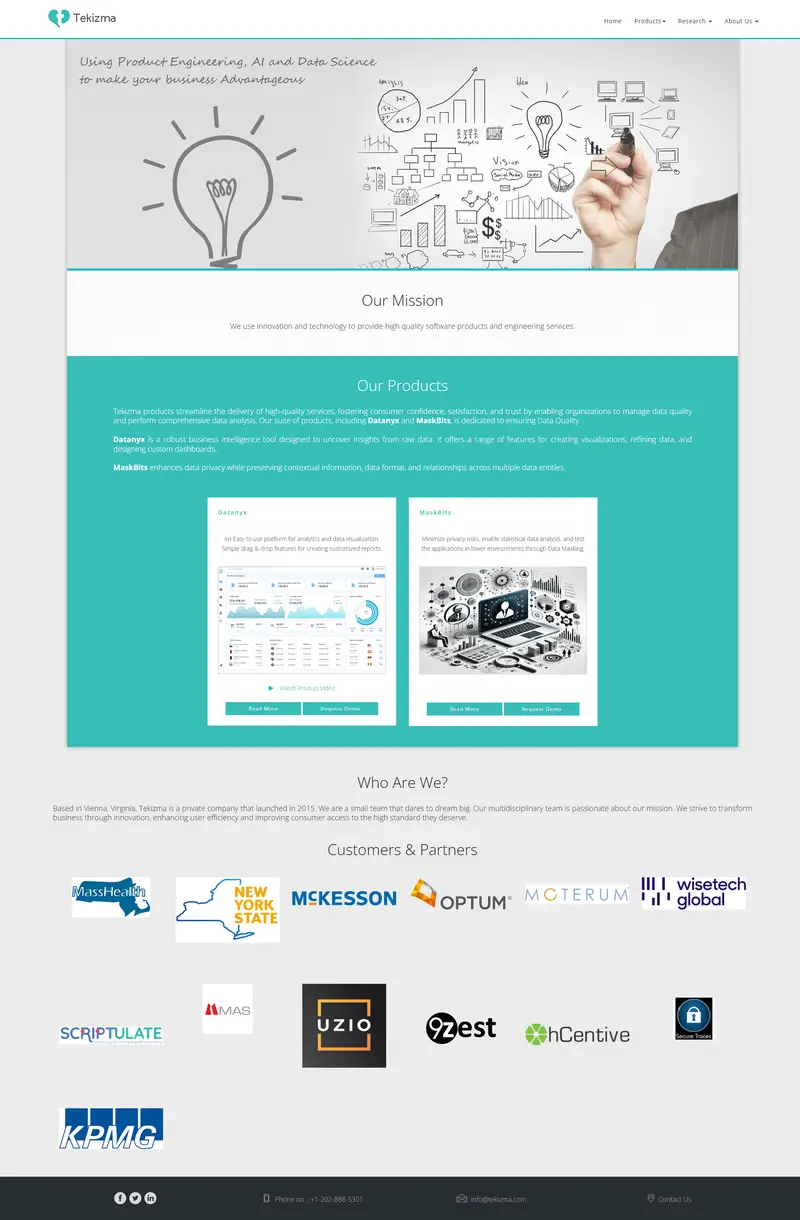 Home | Tekizma — SaaS website design screenshot