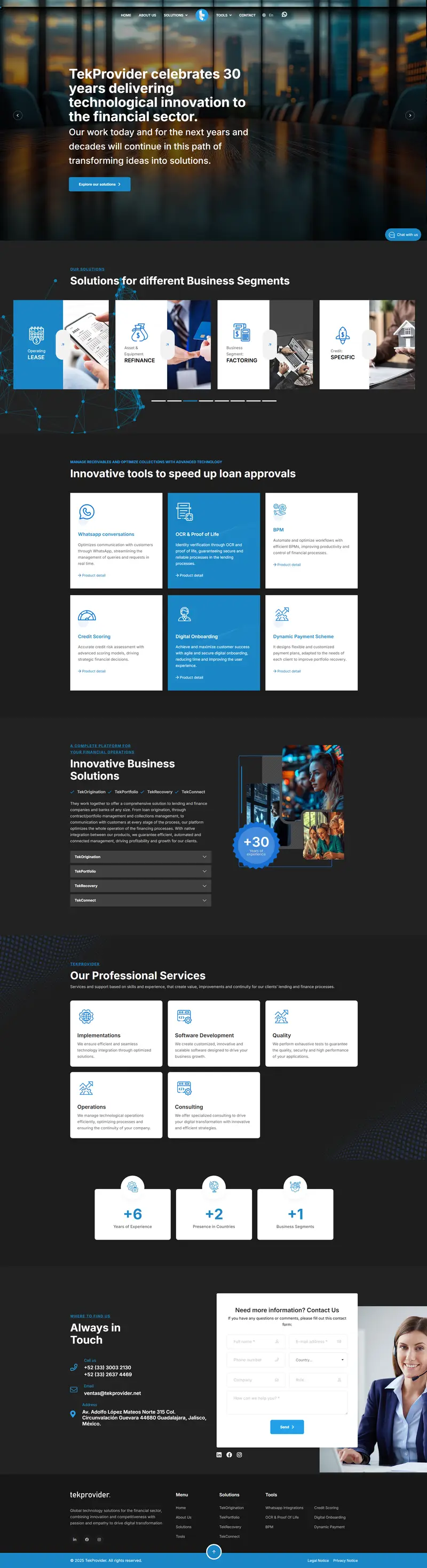 Tekprovider :: Technological solutions — SaaS website design screenshot