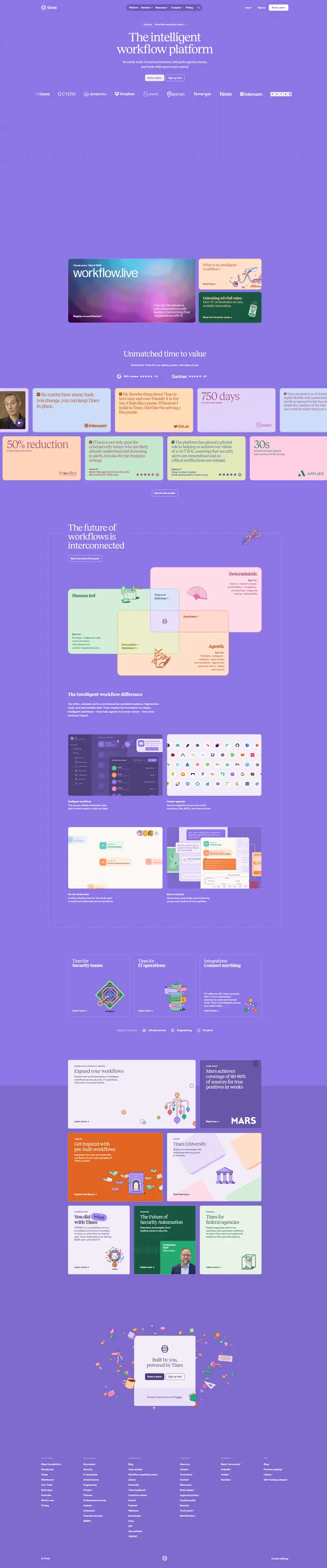 Tines | Intelligent workflow platform — SaaS website design screenshot