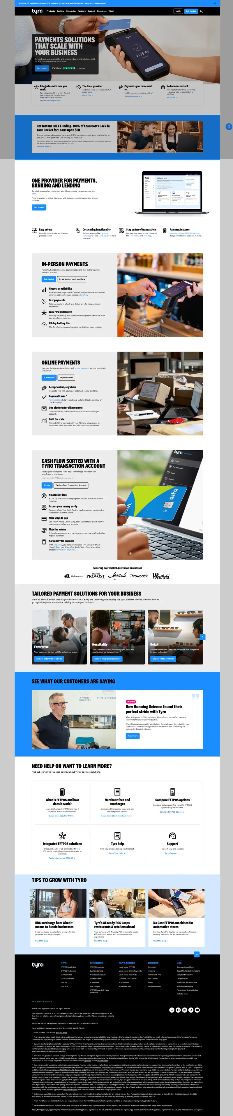 Payment Solutions: EFTPOS, eCommerce, Business Banking | Tyro — Internet Business website design screenshot