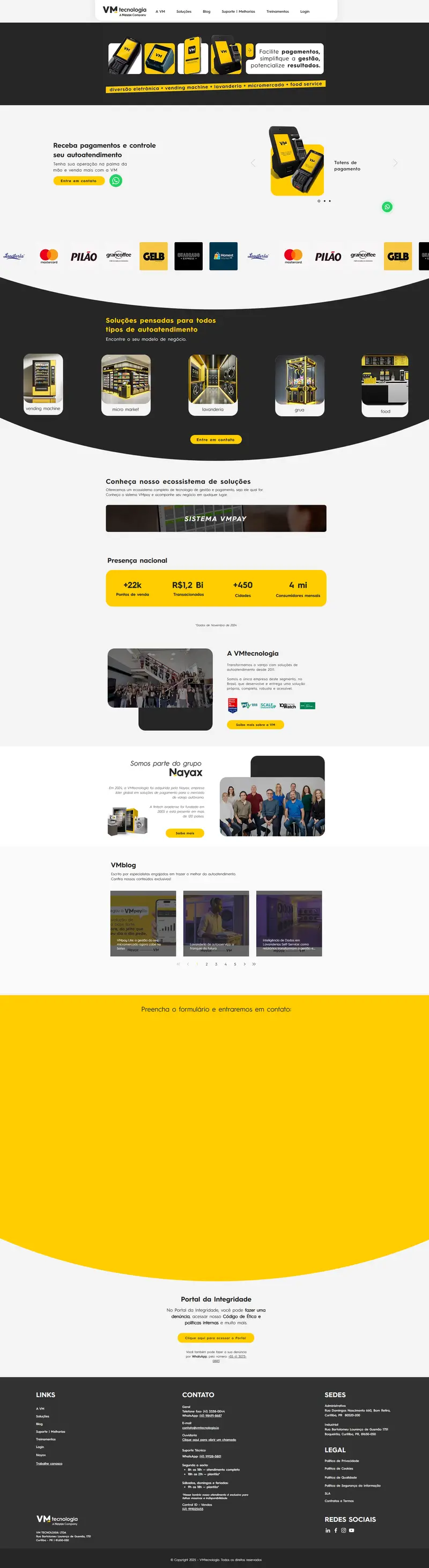 Soluções para autoatendimento | VMtecnologia — SaaS website design screenshot
