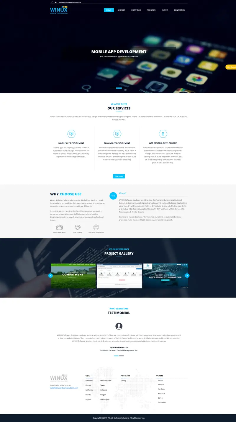 Winux Software Solutions Pvt. Ltd. — SaaS/Software Product website design screenshot