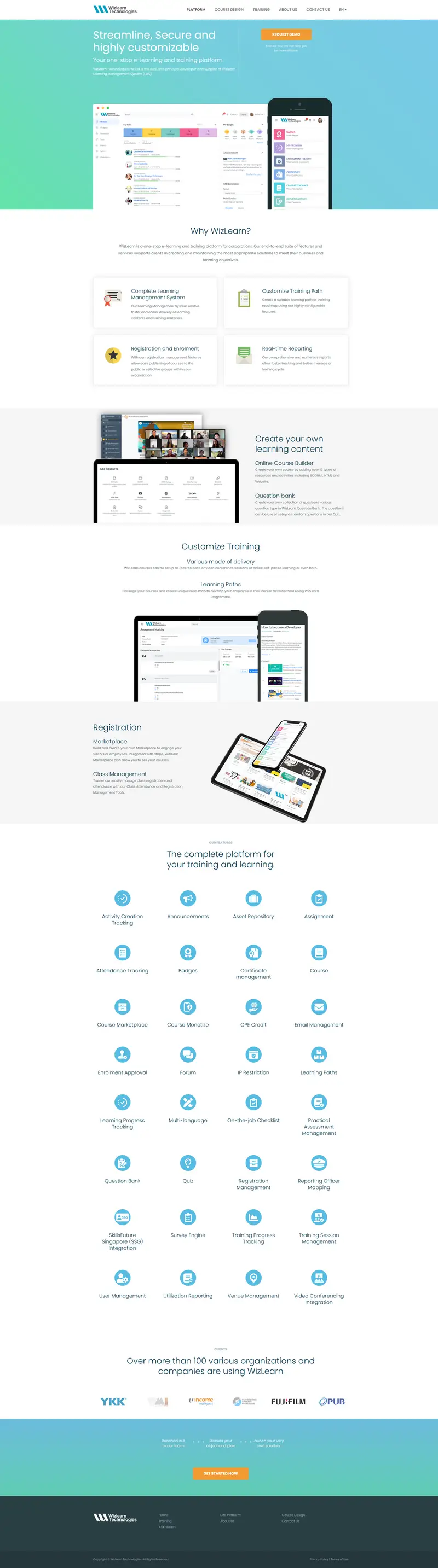 Corporate Learning Management System | Customized LMS Solutions | Wizlearn
      Technologies — SaaS website design screenshot