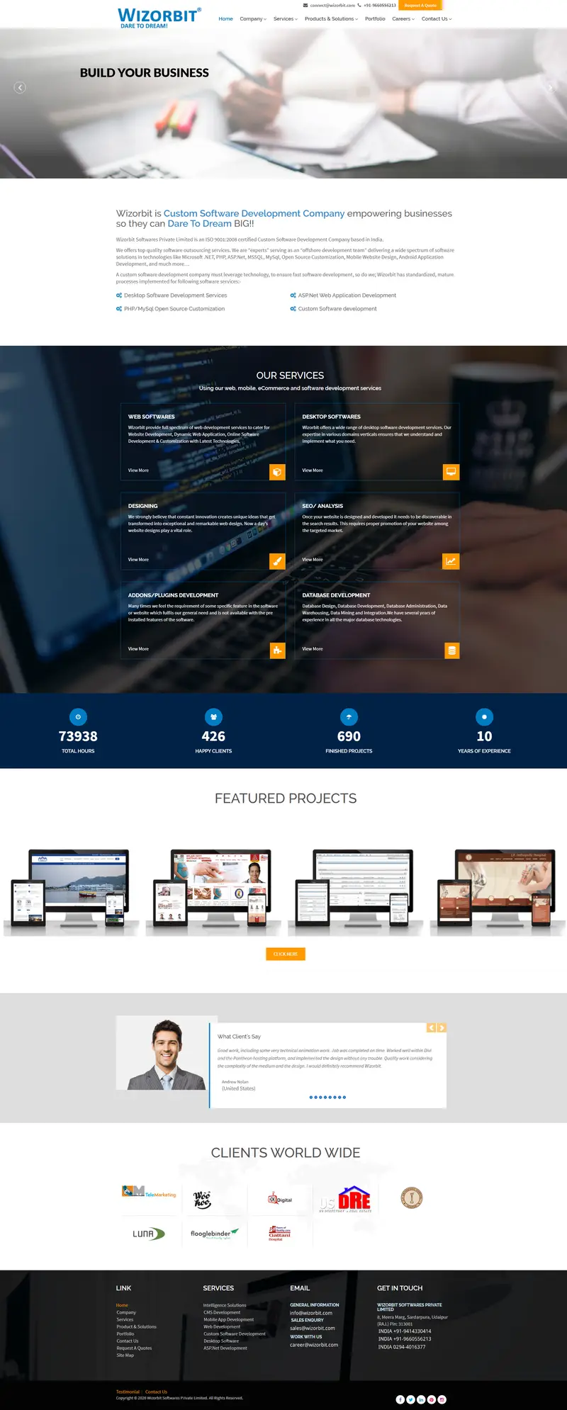 Wizorbit - An IT Software Development Company — SaaS/Software Product website design screenshot