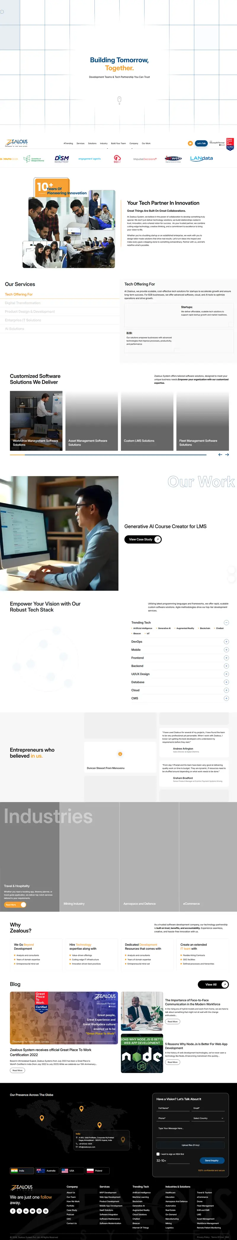 Software Development Company - Zealous System — Services website design screenshot