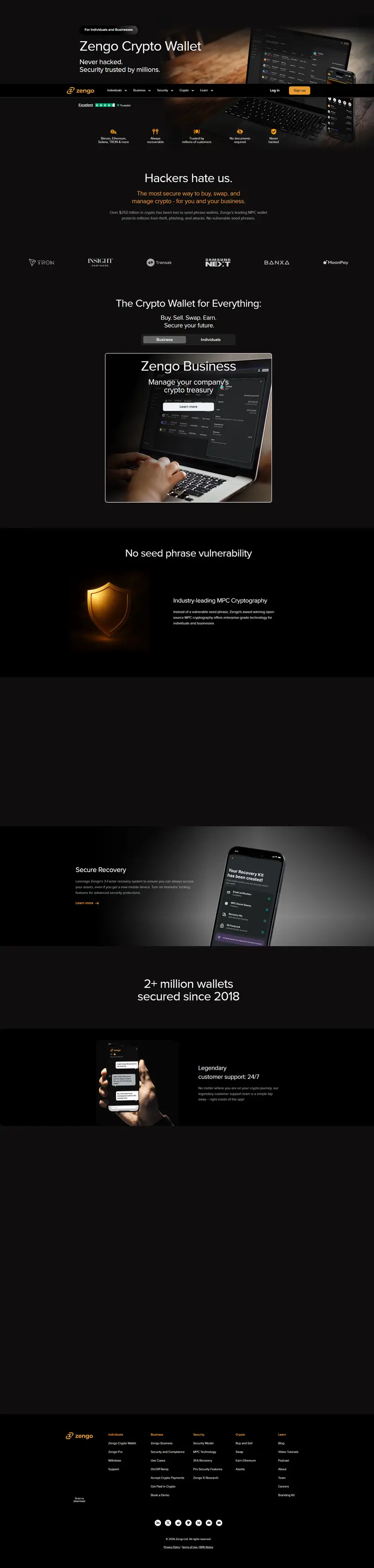 Zengo Crypto Wallet: Secure by default — Internet Business website design screenshot